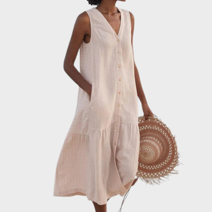 Vita - Elegantna in Udobna Obleka z V-Izrezom