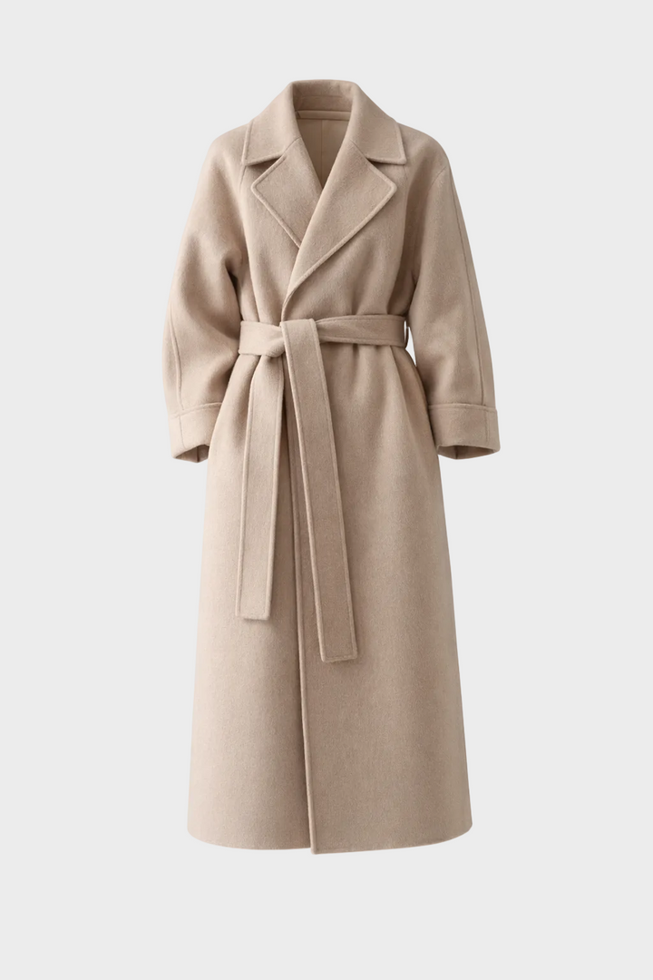 Lana - Eleganten Dolg Plašč z Pasom