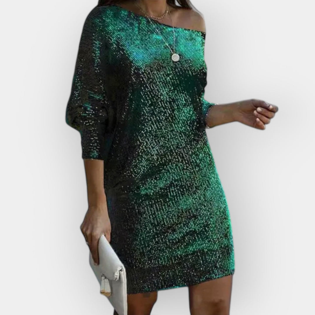 Večerna Obleka s Podaljšanimi Svetlečimi Elementi