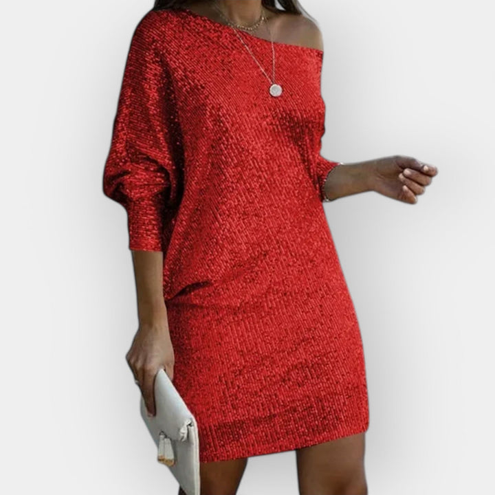 Večerna Obleka s Podaljšanimi Svetlečimi Elementi