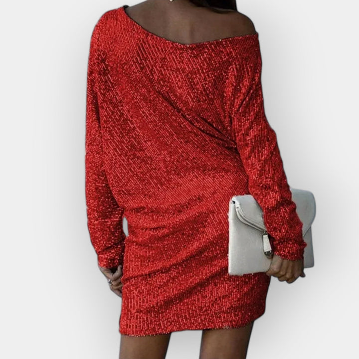 Večerna Obleka s Podaljšanimi Svetlečimi Elementi