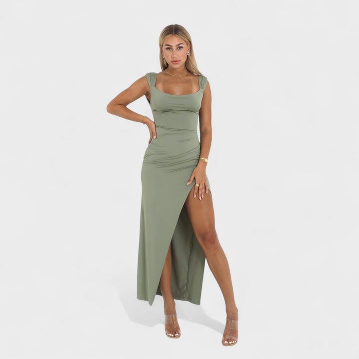 Constança - Elegantna dolga obleka z odprtim hrbtom