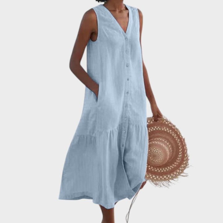 Vita - Elegantna in Udobna Obleka z V-Izrezom