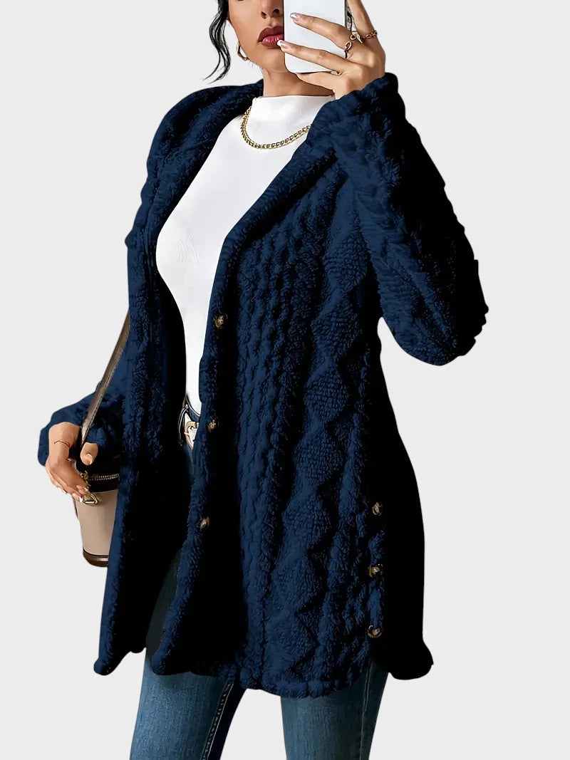 Vesna - Plišast kardigan s kapuco