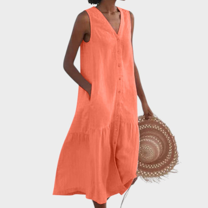 Vita - Elegantna in Udobna Obleka z V-Izrezom