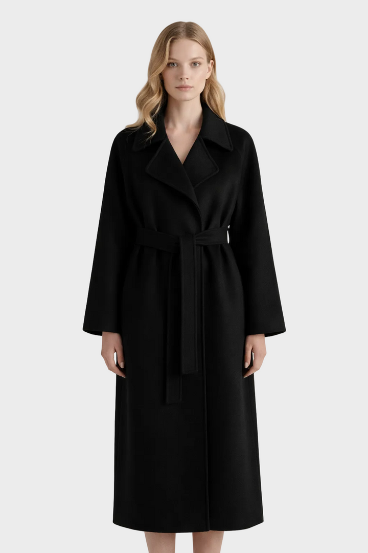 Lana - Eleganten Dolg Plašč z Pasom