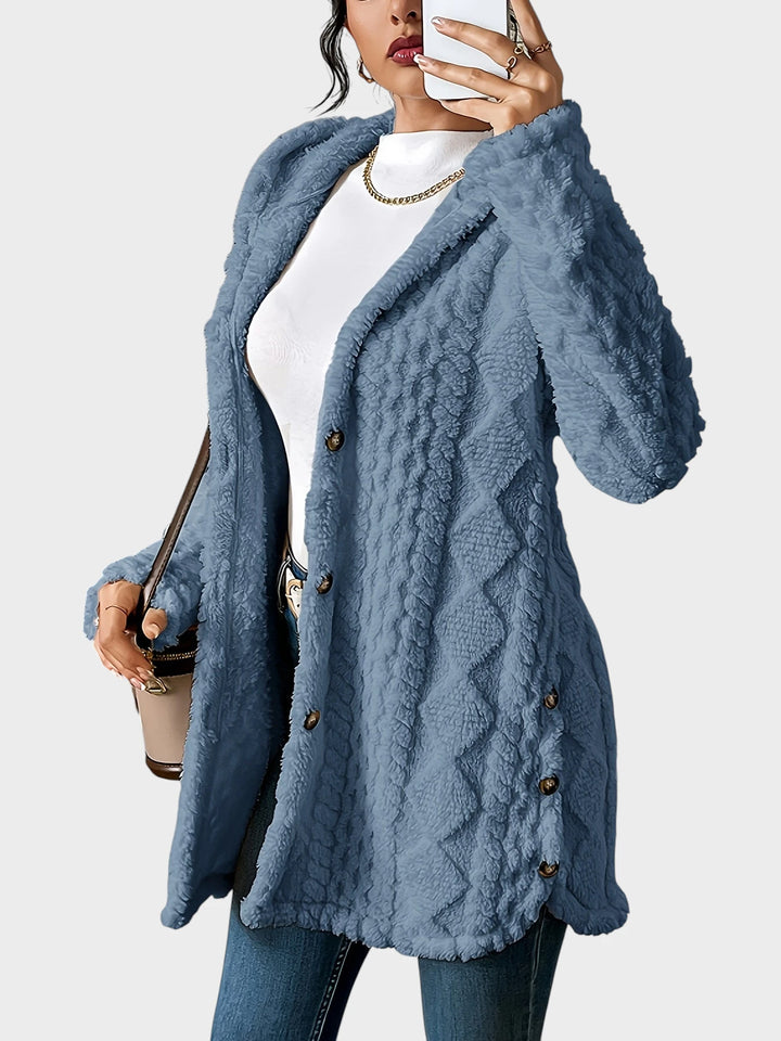 Vesna - Plišast kardigan s kapuco