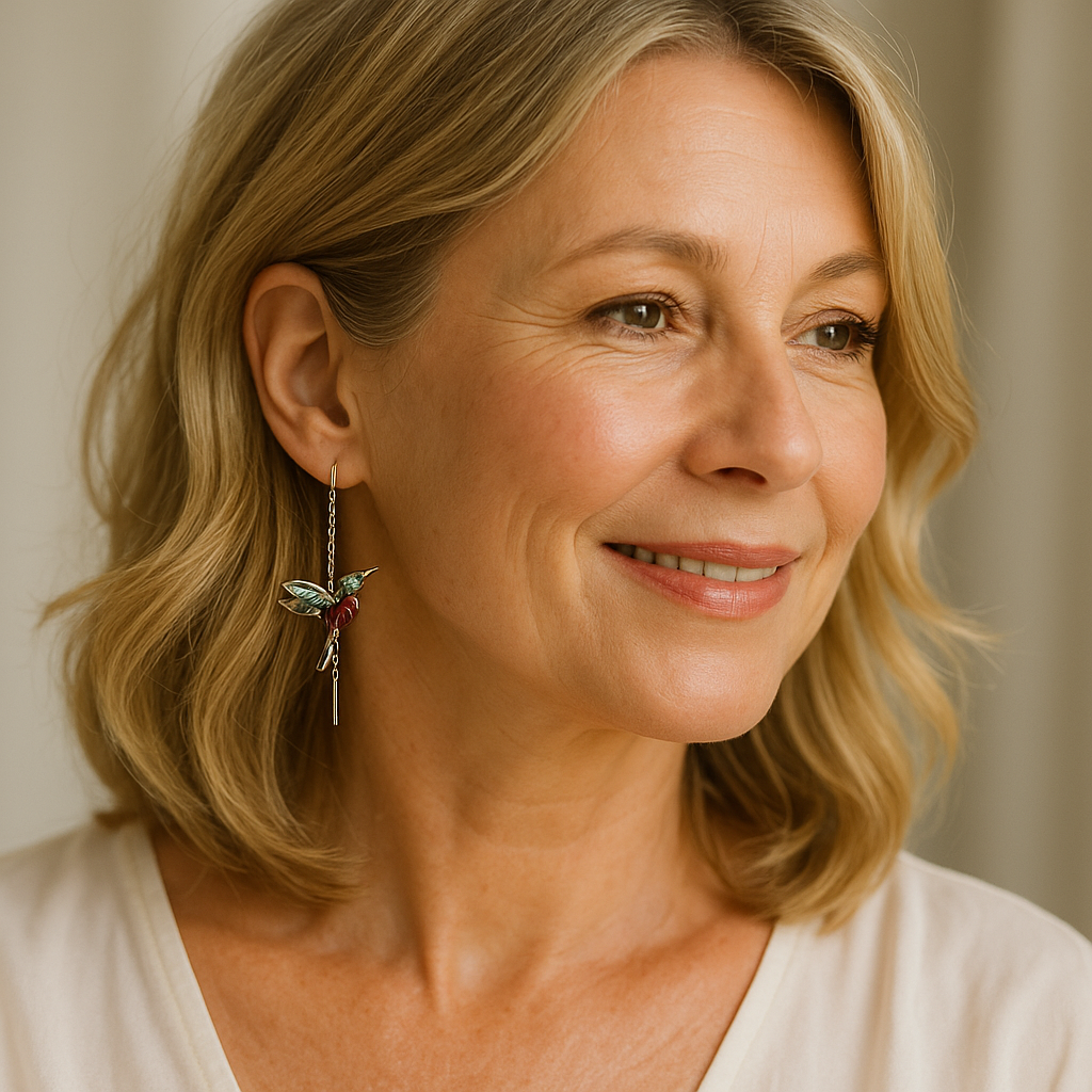 Kolibri Motivi Kõrvarõngad Emaili ja Tsirkoonidega