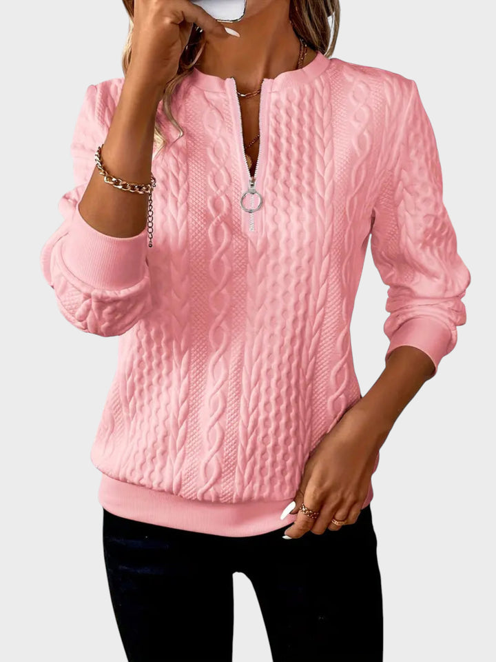 Ivana - Ženski pulover z zadrgo in pletenjem