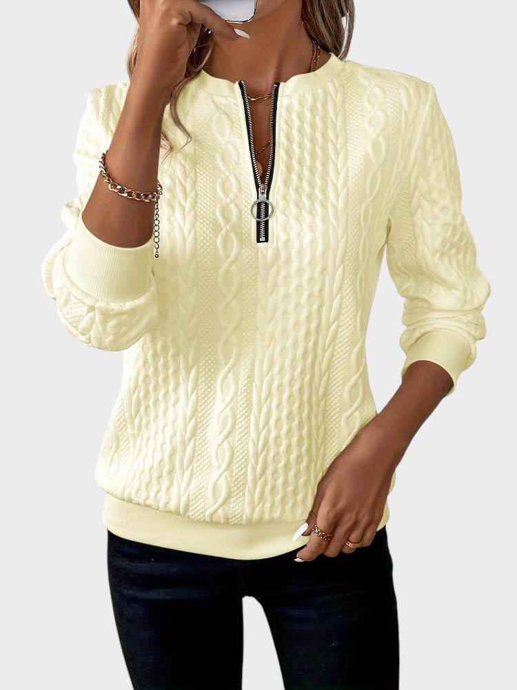 Ivana - Ženski pulover z zadrgo in pletenjem