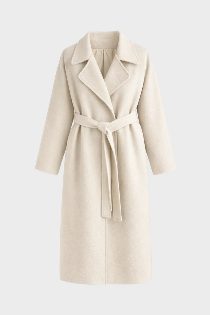 Lana - Eleganten Dolg Plašč z Pasom