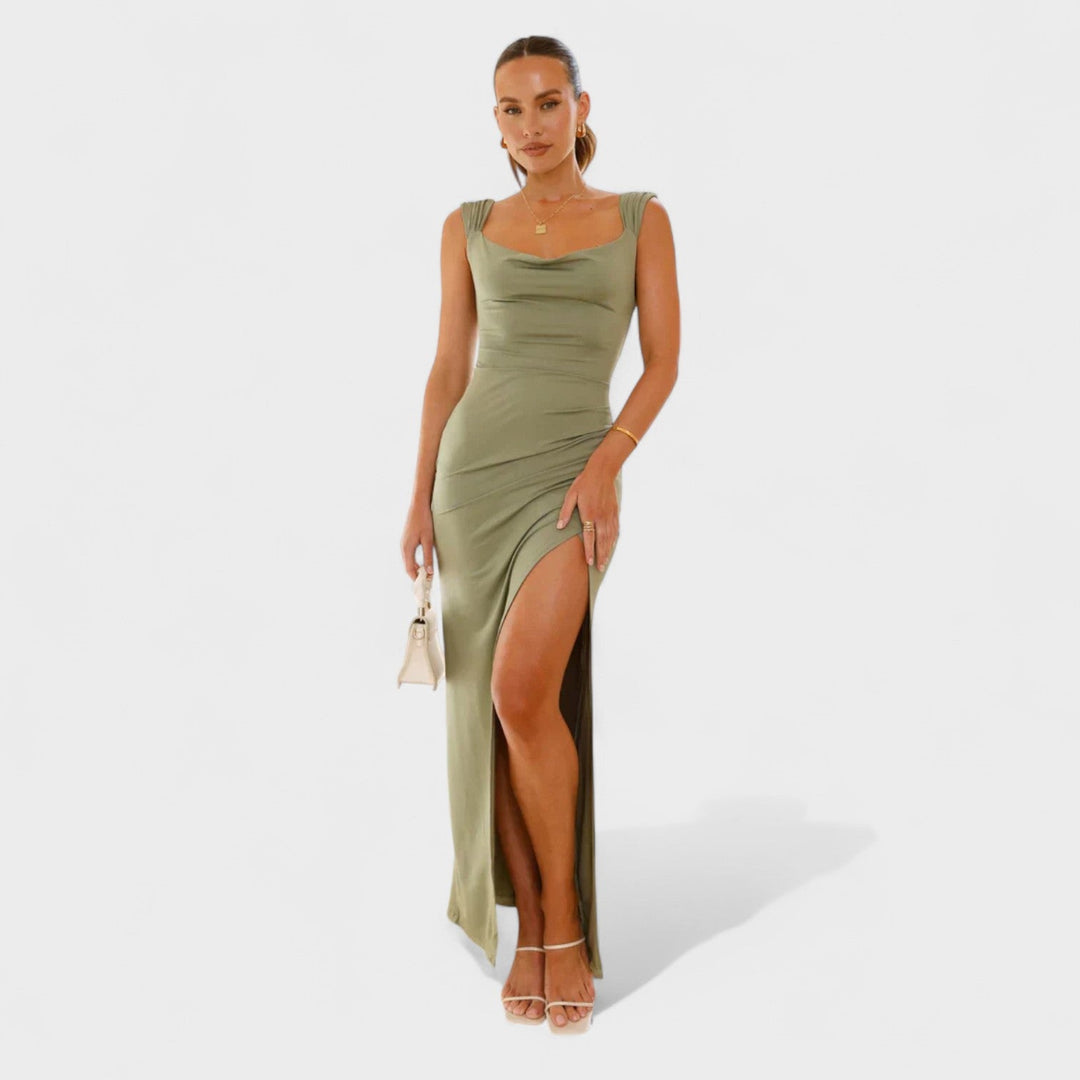 Constança - Elegantna dolga obleka z odprtim hrbtom