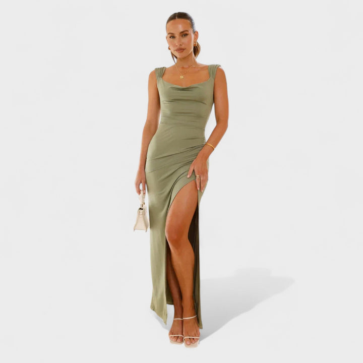 Constança - Elegantna dolga obleka z odprtim hrbtom