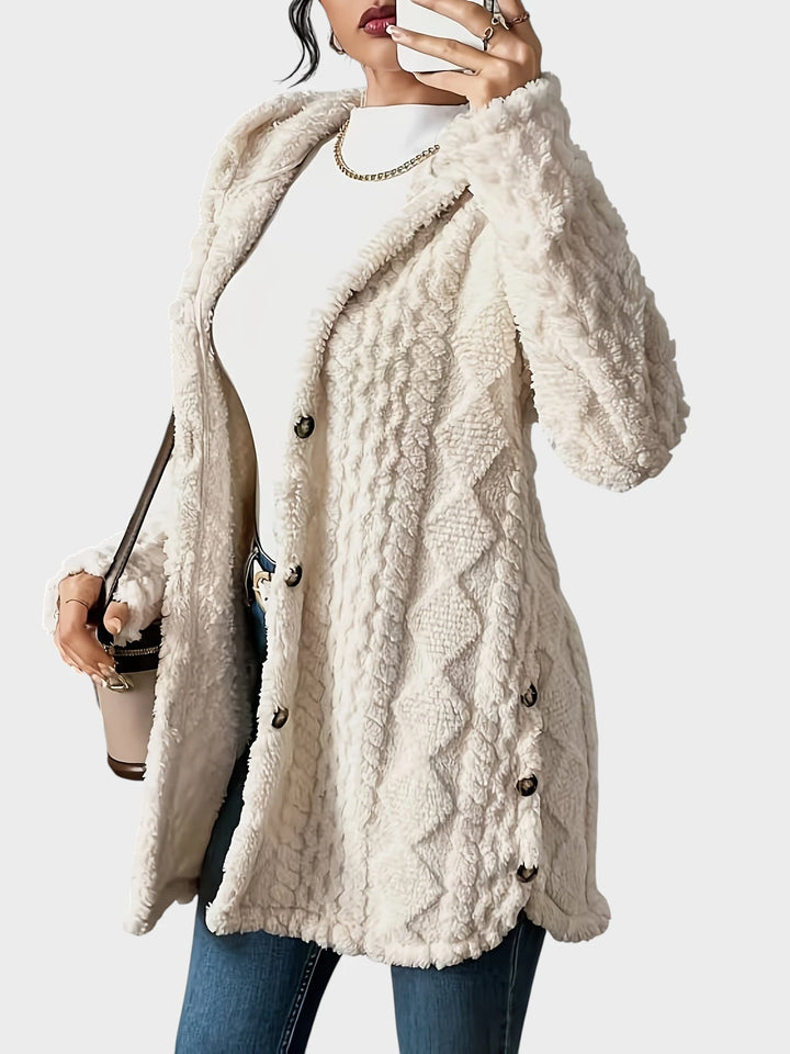 Vesna - Plišast kardigan s kapuco