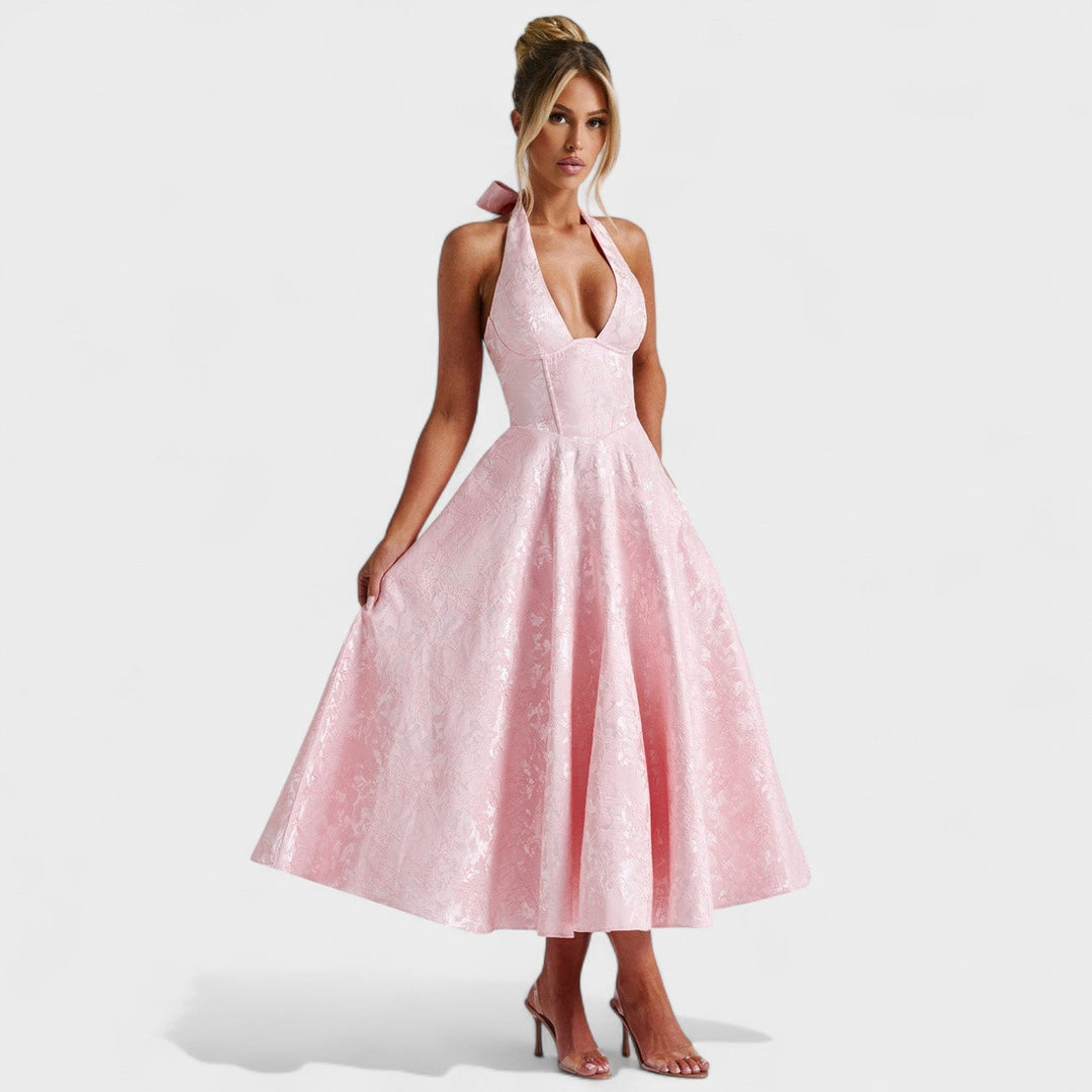 Julieta – Midi obleka s halter izrezom