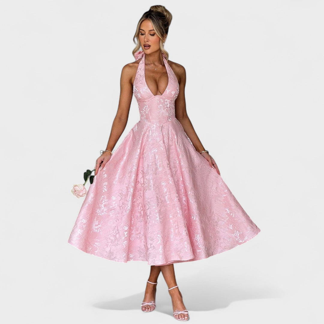 Julieta – Midi obleka s halter izrezom