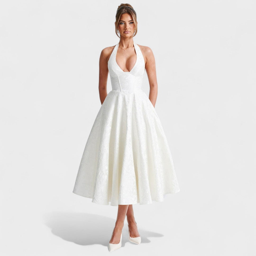 Julieta – Midi obleka s halter izrezom