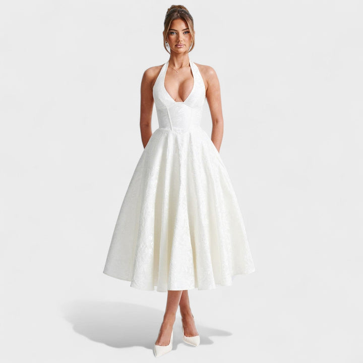 Julieta – Midi obleka s halter izrezom