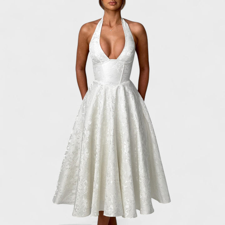 Julieta – Midi obleka s halter izrezom