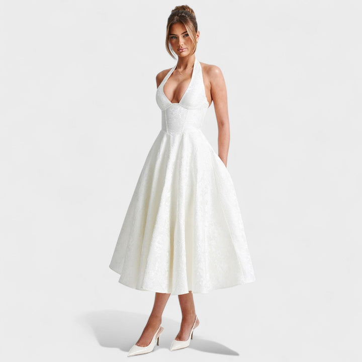 Julieta – Midi obleka s halter izrezom