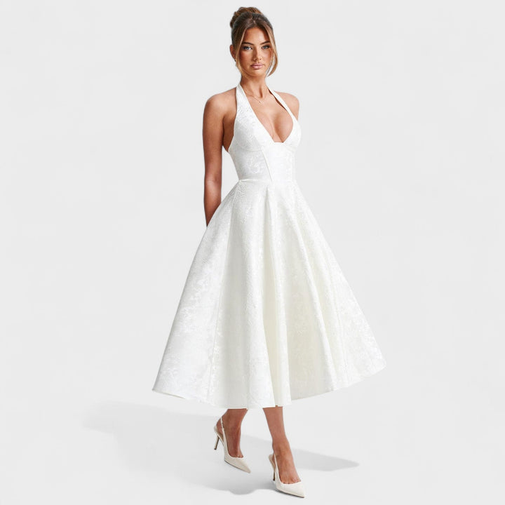 Julieta – Midi obleka s halter izrezom