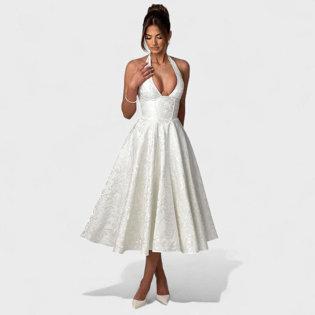 Julieta – Midi obleka s halter izrezom