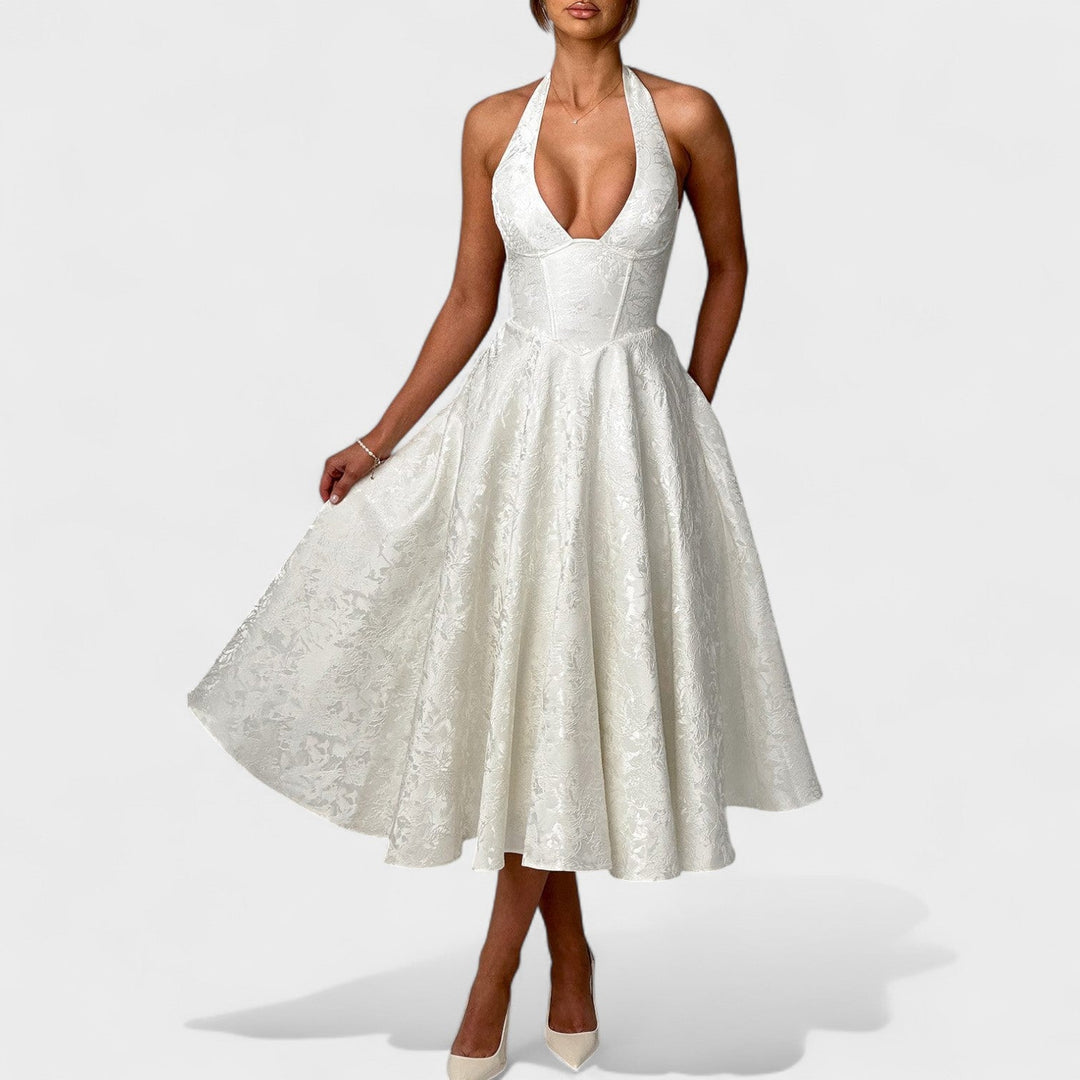 Julieta – Midi obleka s halter izrezom