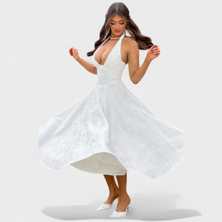 Julieta – Midi obleka s halter izrezom