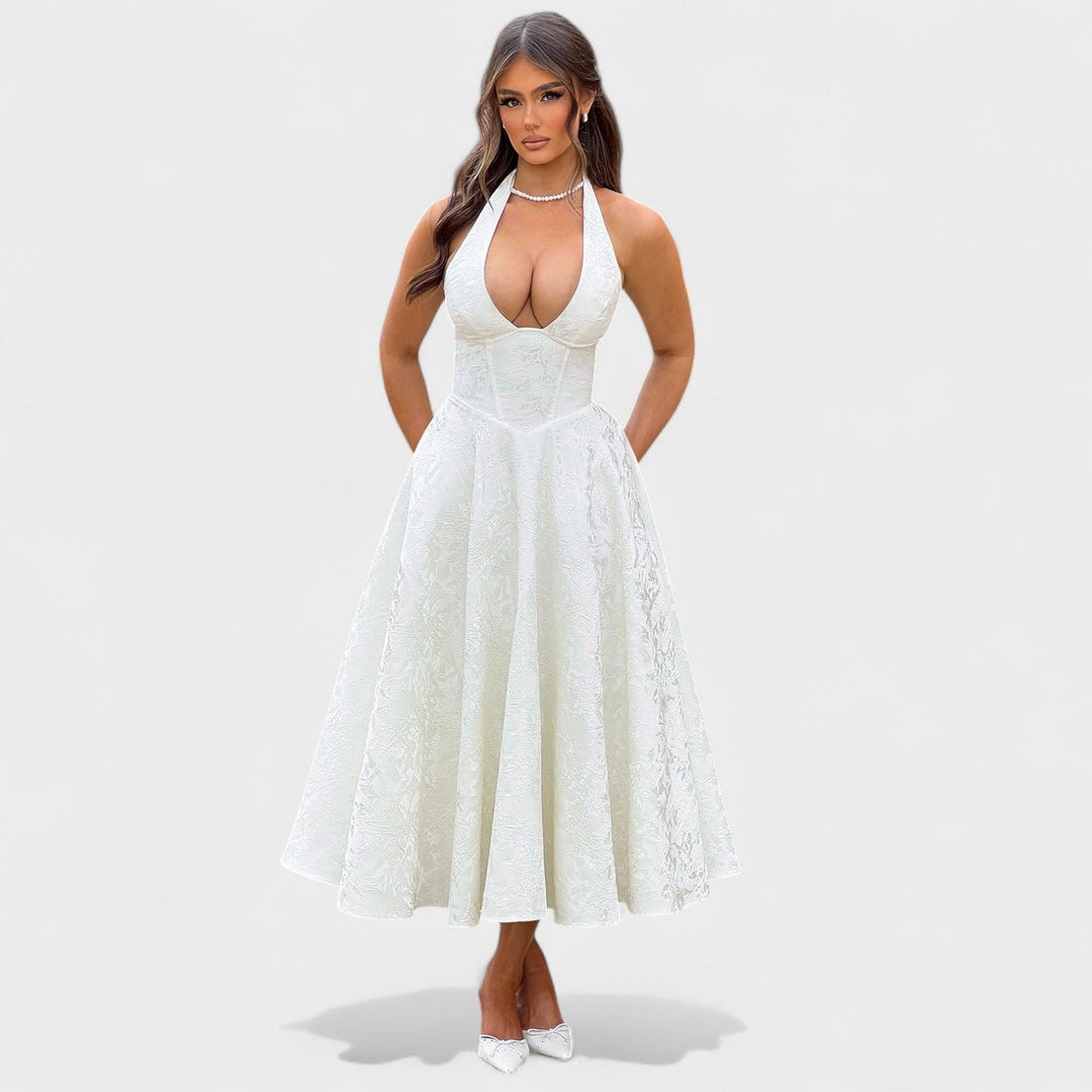 Julieta – Midi obleka s halter izrezom