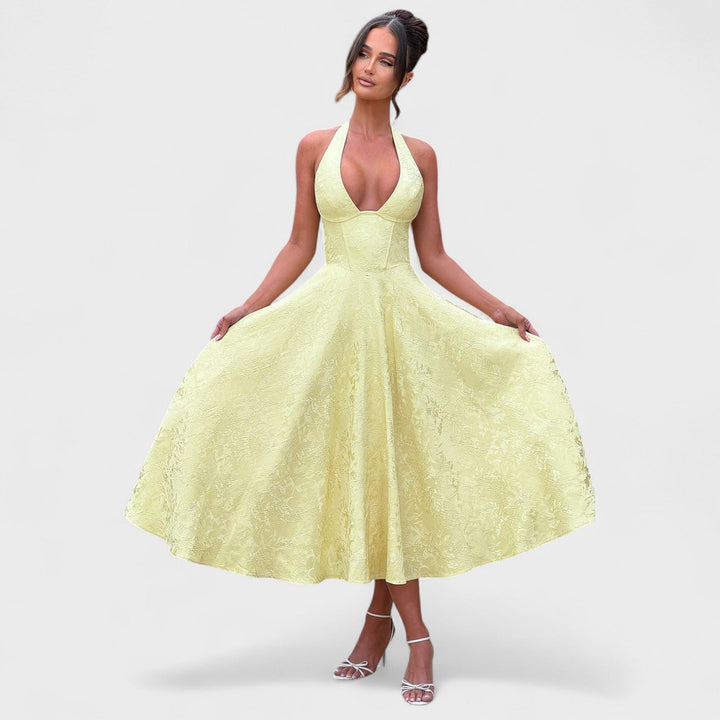 Julieta – Midi obleka s halter izrezom