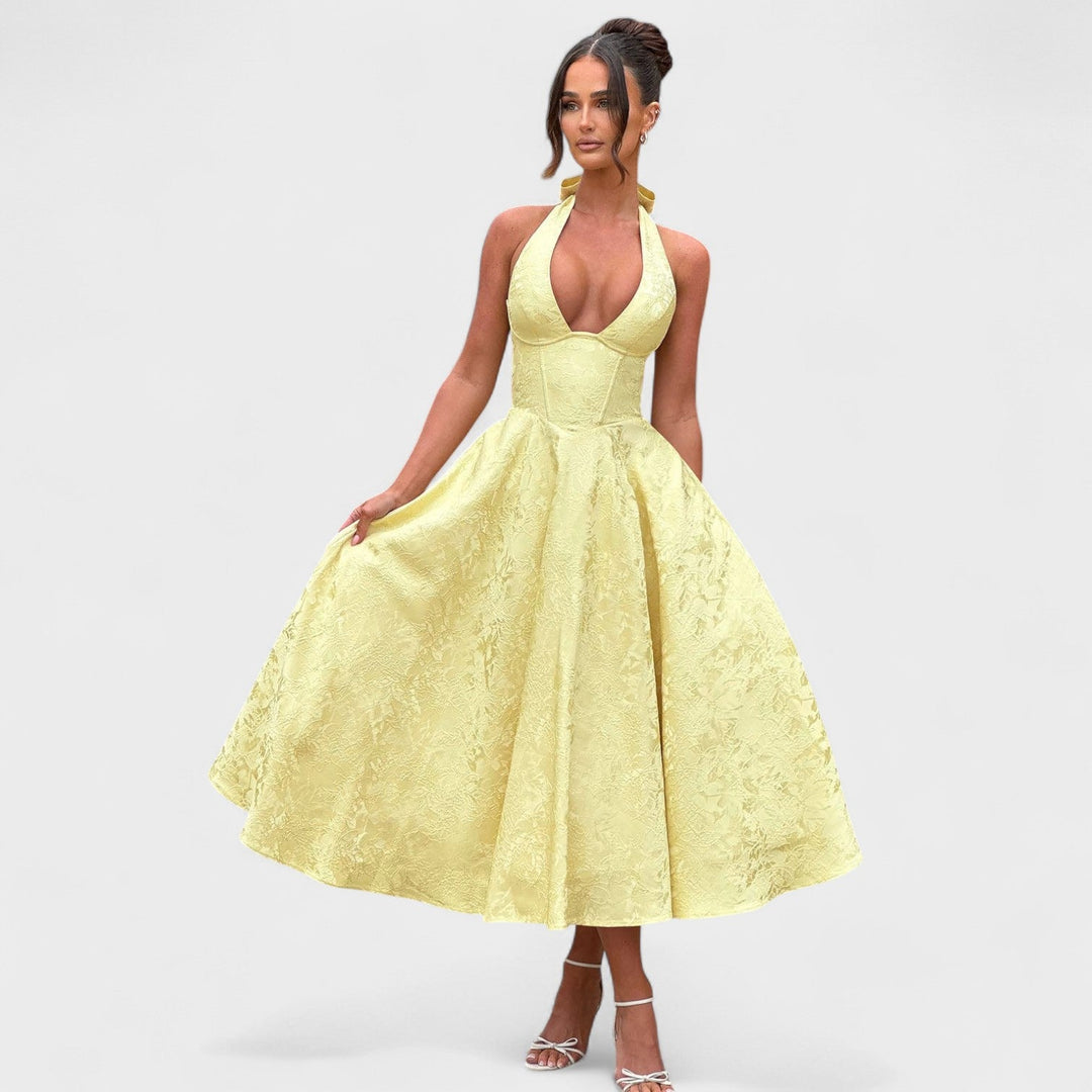 Julieta – Midi obleka s halter izrezom