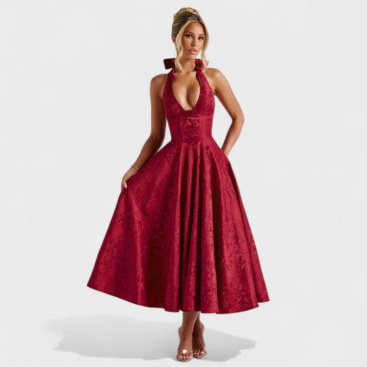 Julieta – Midi obleka s halter izrezom