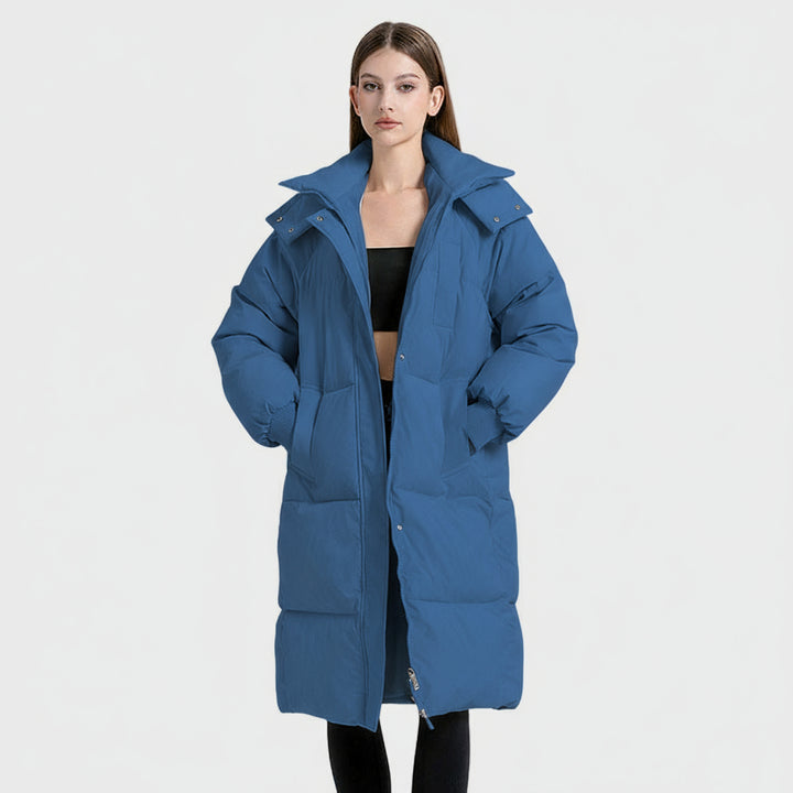 Lana - Klasičen dolg puffer plašč s kapuco