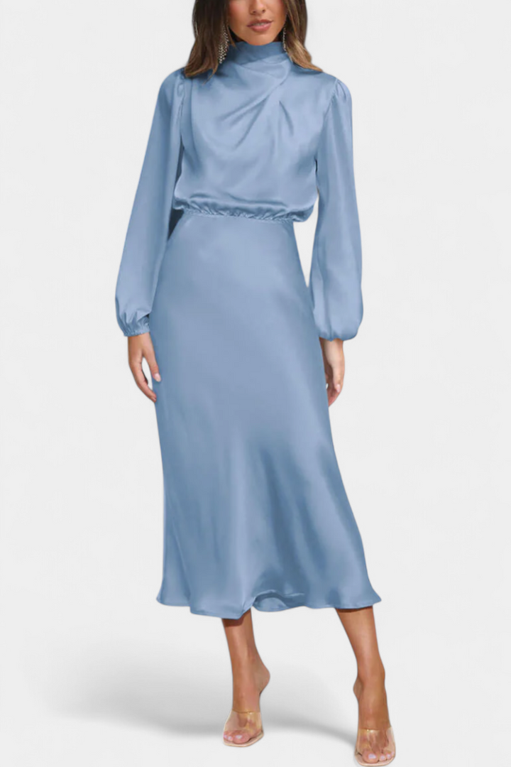 Cecila - Maxi kleit kõrge kraega ja lillemustriga