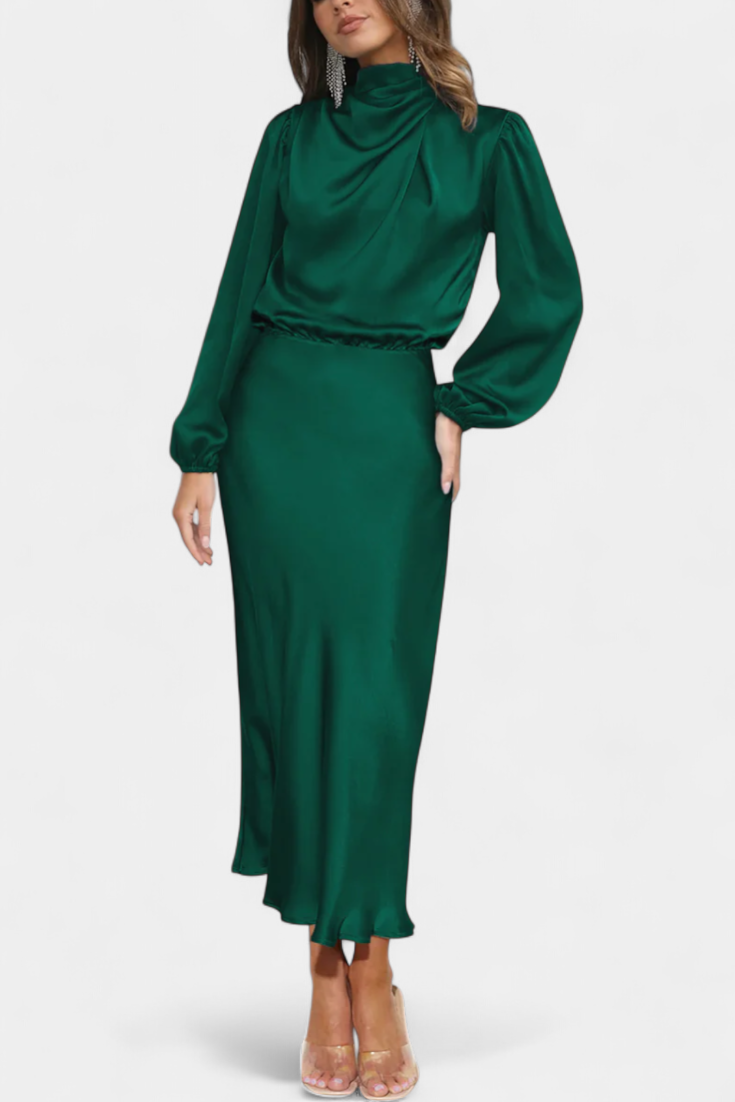 Cecila - Maxi kleit kõrge kraega ja lillemustriga