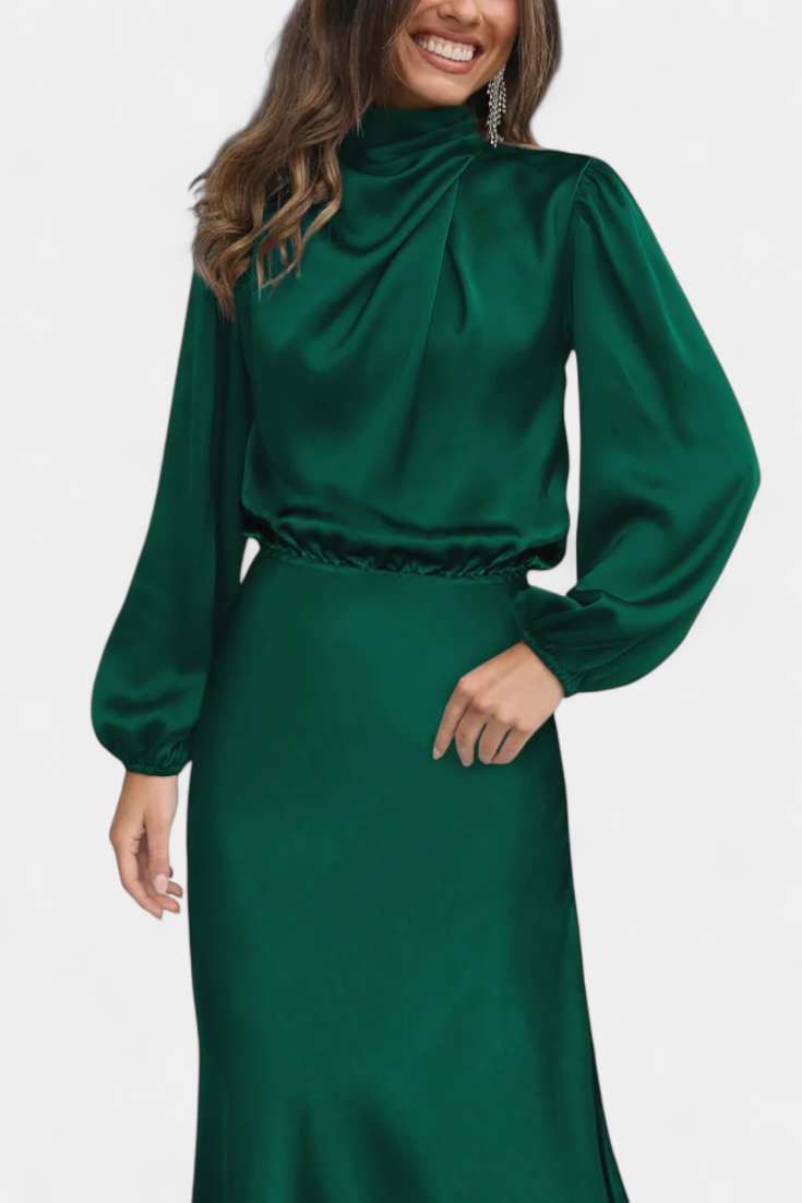 Cecila - Maxi kleit kõrge kraega ja lillemustriga