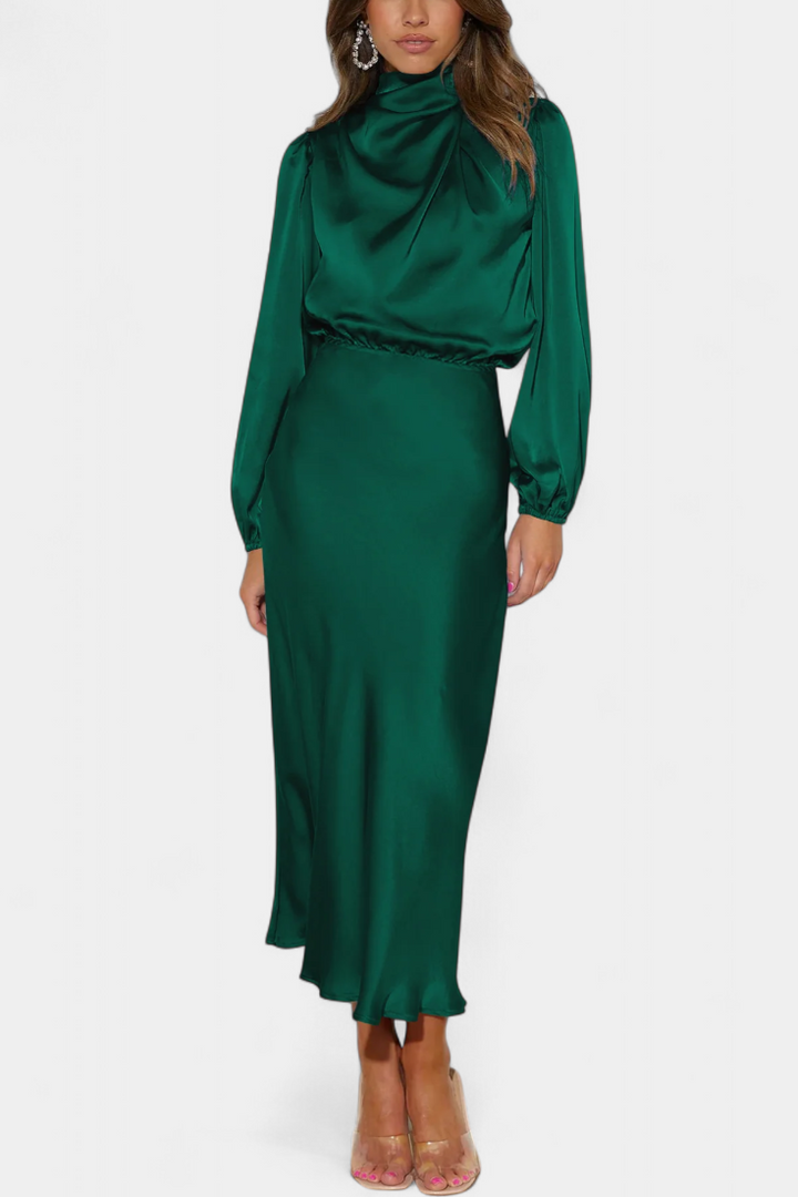 Cecila - Maxi kleit kõrge kraega ja lillemustriga