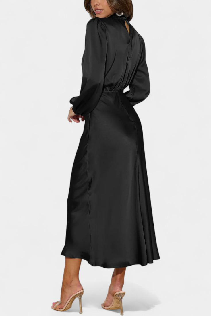 Cecila - Maxi kleit kõrge kraega ja lillemustriga