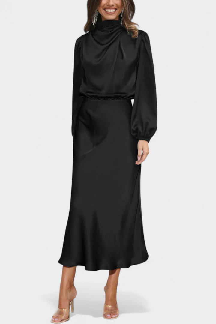 Cecila - Maxi kleit kõrge kraega ja lillemustriga