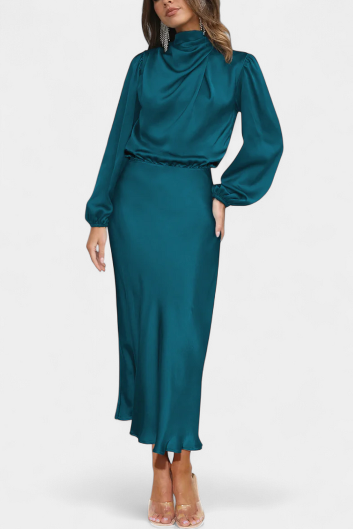 Cecila - Maxi kleit kõrge kraega ja lillemustriga