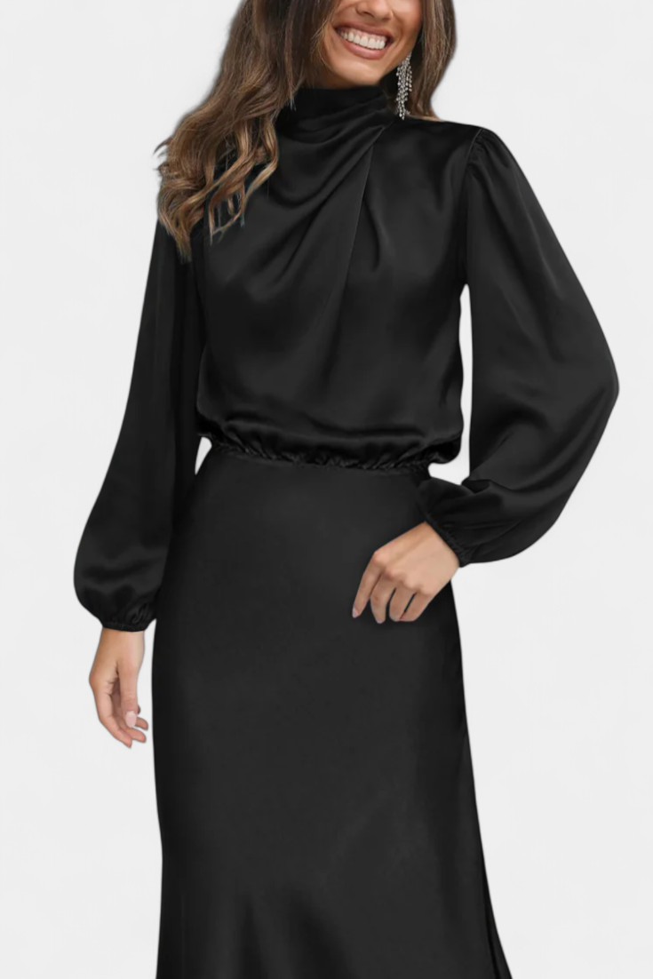 Cecila - Maxi kleit kõrge kraega ja lillemustriga