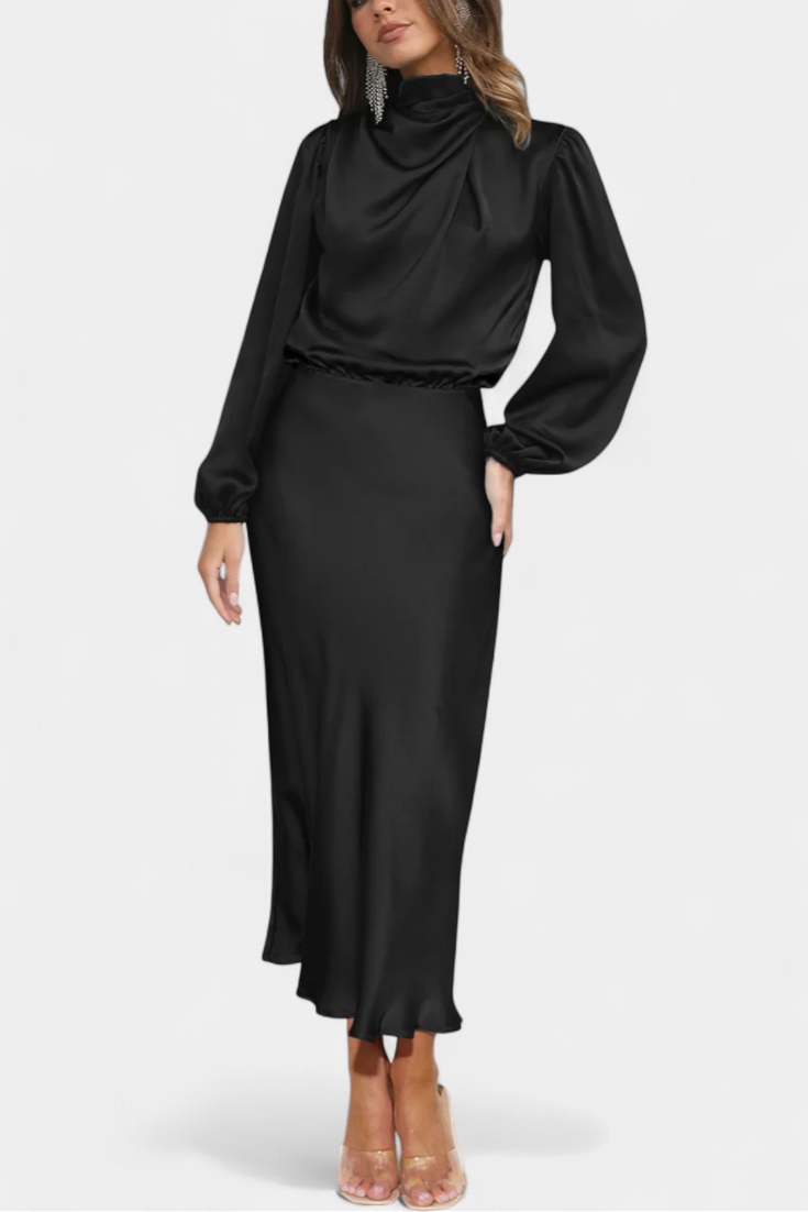 Cecila - Maxi kleit kõrge kraega ja lillemustriga