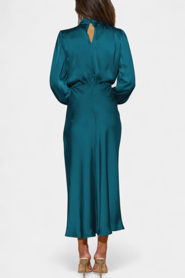 Cecila - Maxi kleit kõrge kraega ja lillemustriga