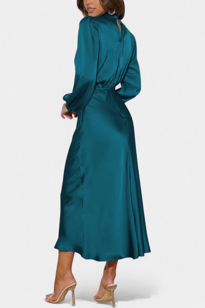 Cecila - Maxi kleit kõrge kraega ja lillemustriga