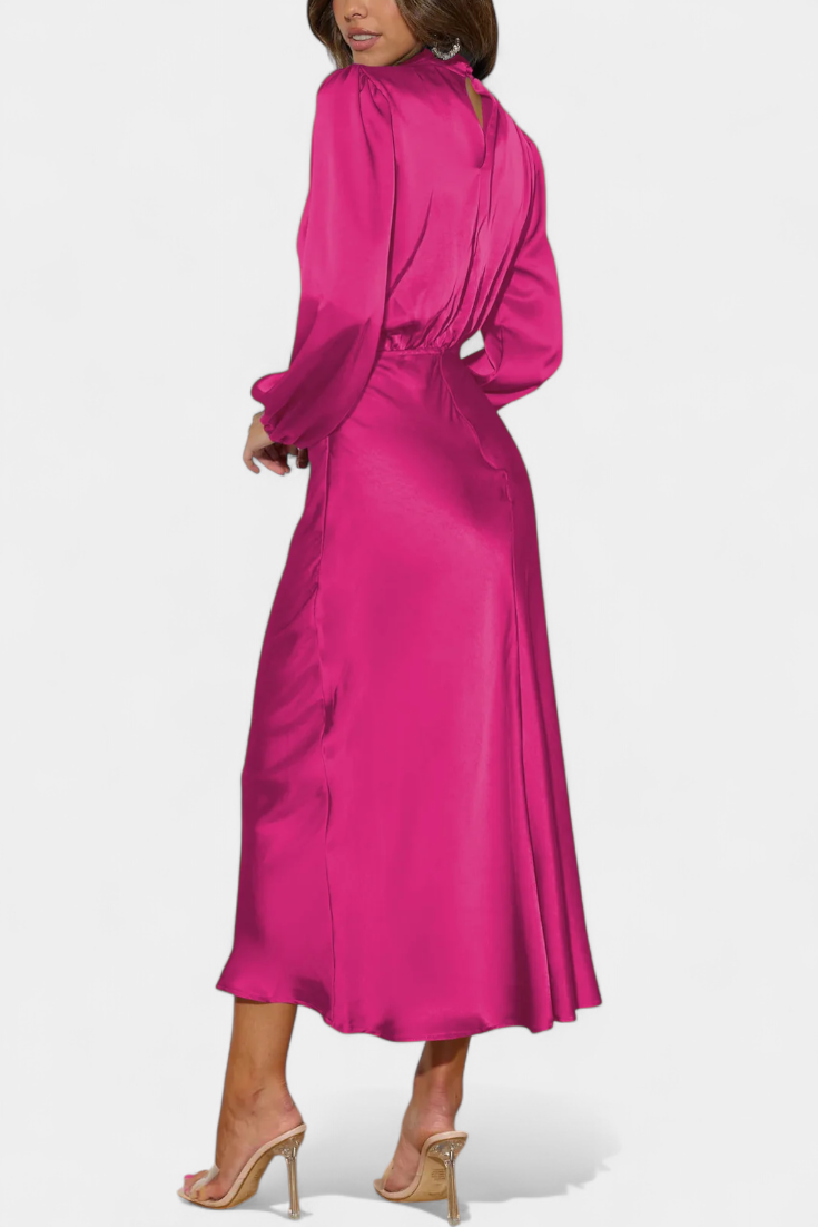 Cecila - Maxi kleit kõrge kraega ja lillemustriga