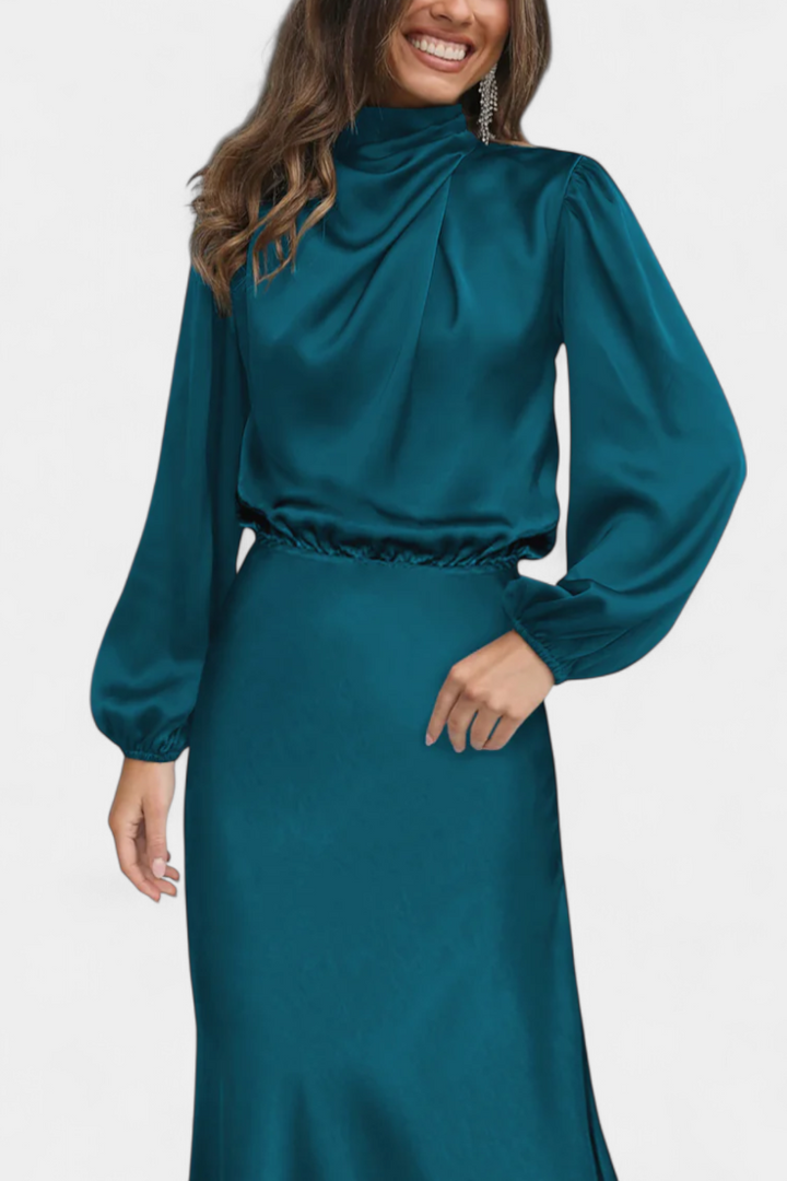 Cecila - Maxi kleit kõrge kraega ja lillemustriga