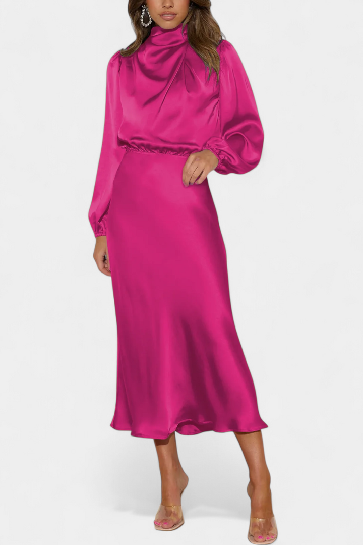 Cecila - Maxi kleit kõrge kraega ja lillemustriga