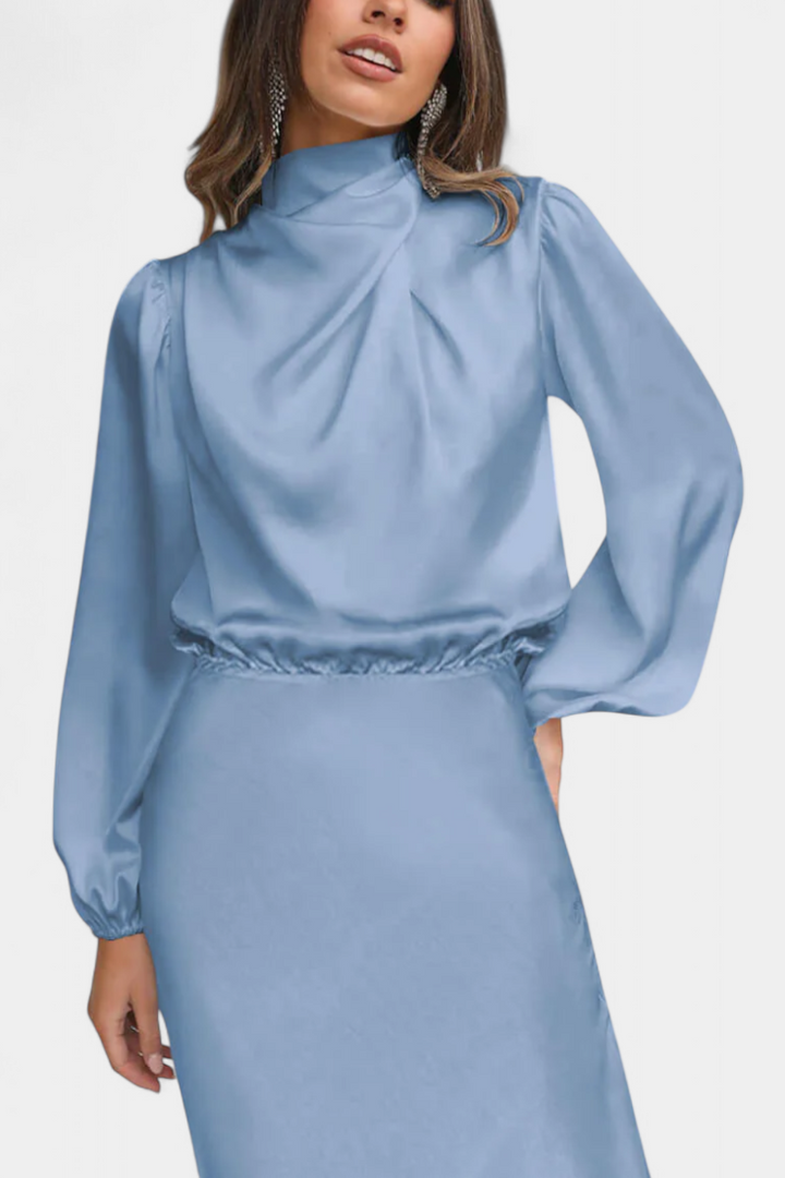 Cecila - Maxi kleit kõrge kraega ja lillemustriga